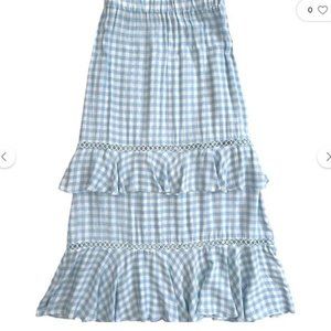 Allen Schwartz Mila Blue and White Gingham Skirt Size S